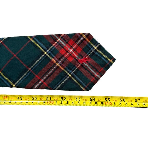 Vintage Plaid Tie Polo Ralph Lauren USA Red Green Tartan Necktie Horse Logo - Picture 8 of 8